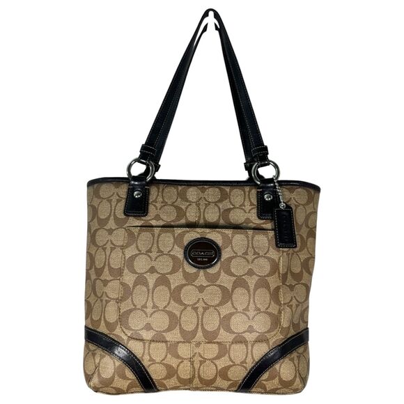Coach 18917 Peyton Signature Brown Leather Tote Purse Handbag Shoulder - Picture 1 of 6